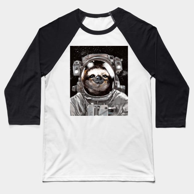 Astronaut Sloth Baseball T-Shirt by bignosework